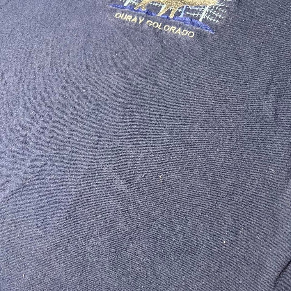 Navy blue Ouray Colorado tee with white deer graphic and trees - Picture 5 of 7